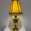 Thumbnail: Large Vintage 1950’s Brass Table Lamp with Gold Pleated Chiffon Shade. 