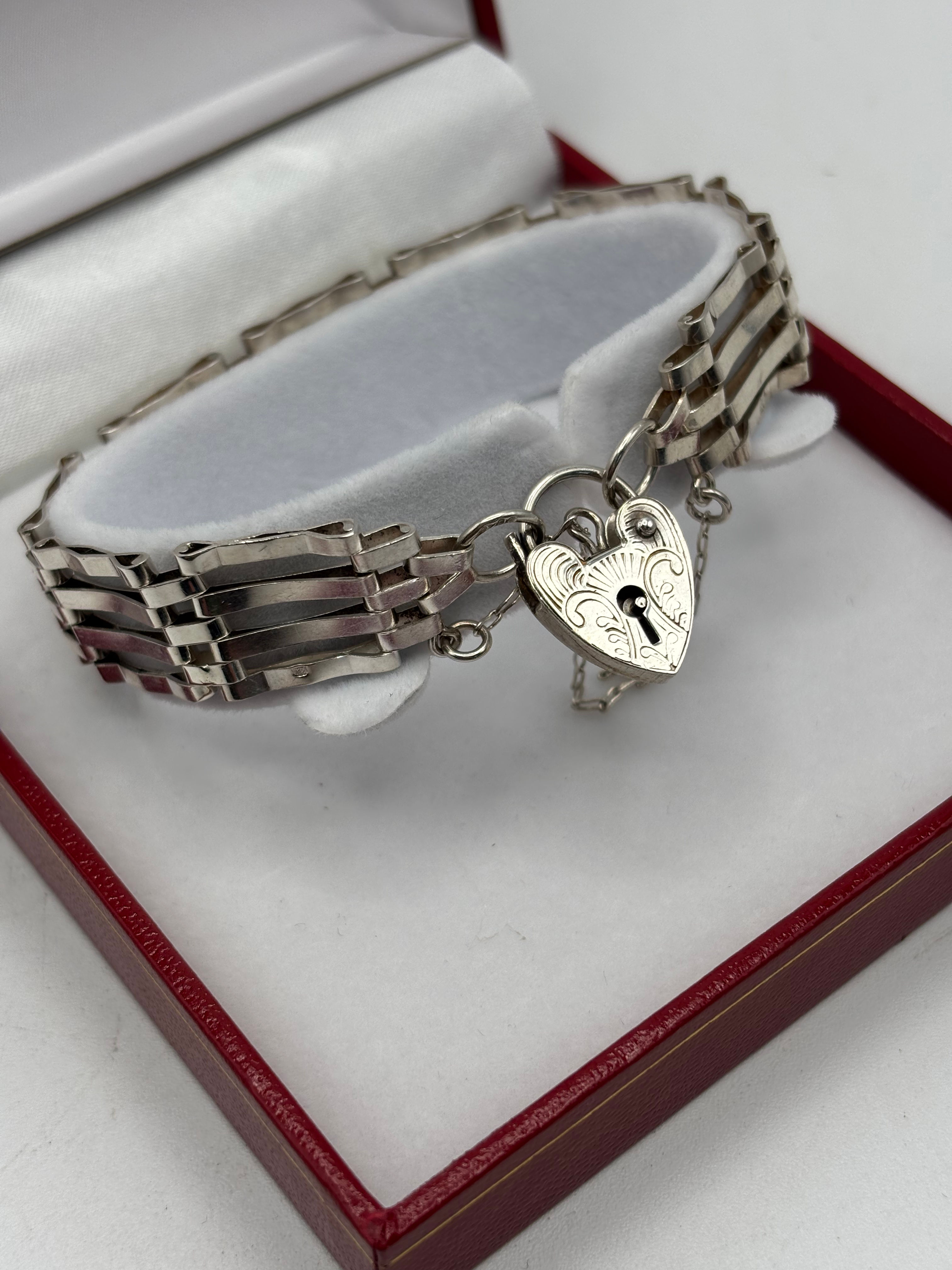 Stirling Silver 4-Bar Gate Bracelet & Padlock
