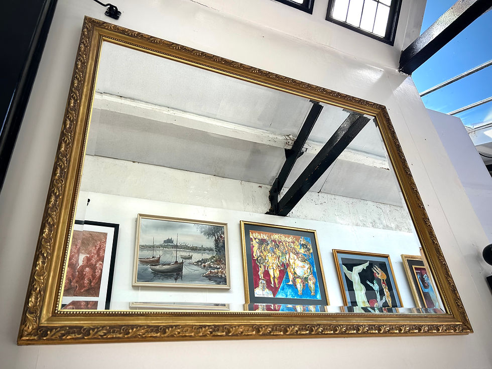 Thumbnail: Vintage Large Wooden Framed Gilt Mirror 