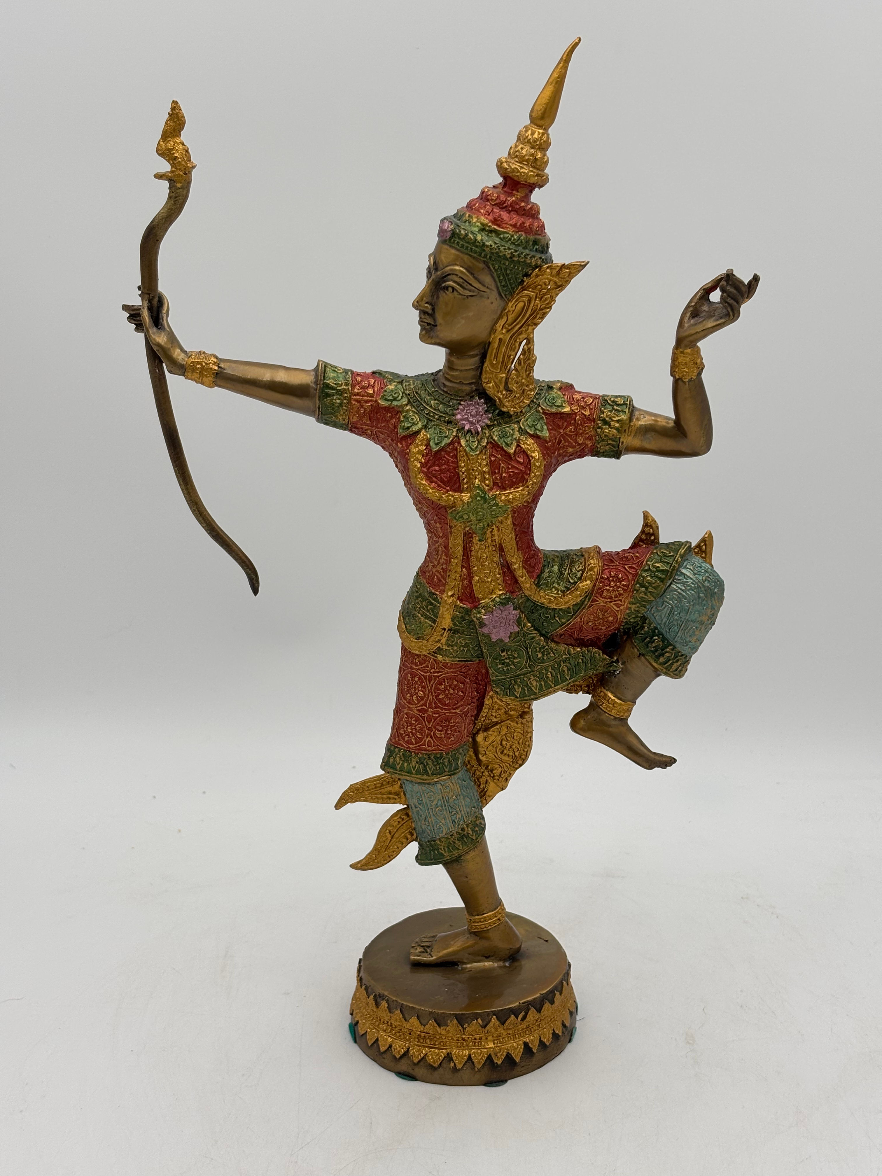 Vintage brass painted statute of Thai Prince Rama