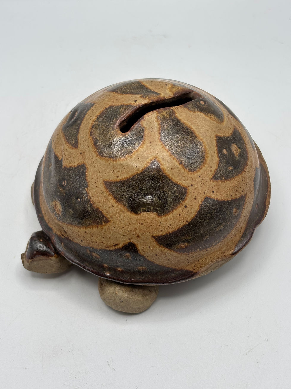 Thumbnail: Tortoise Penny Bank Figurine, Vintage Studio Art Pottery Sculpture 