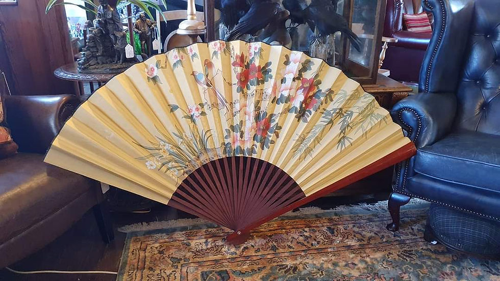 Thumbnail: Large Oriental Hand Painted Fan