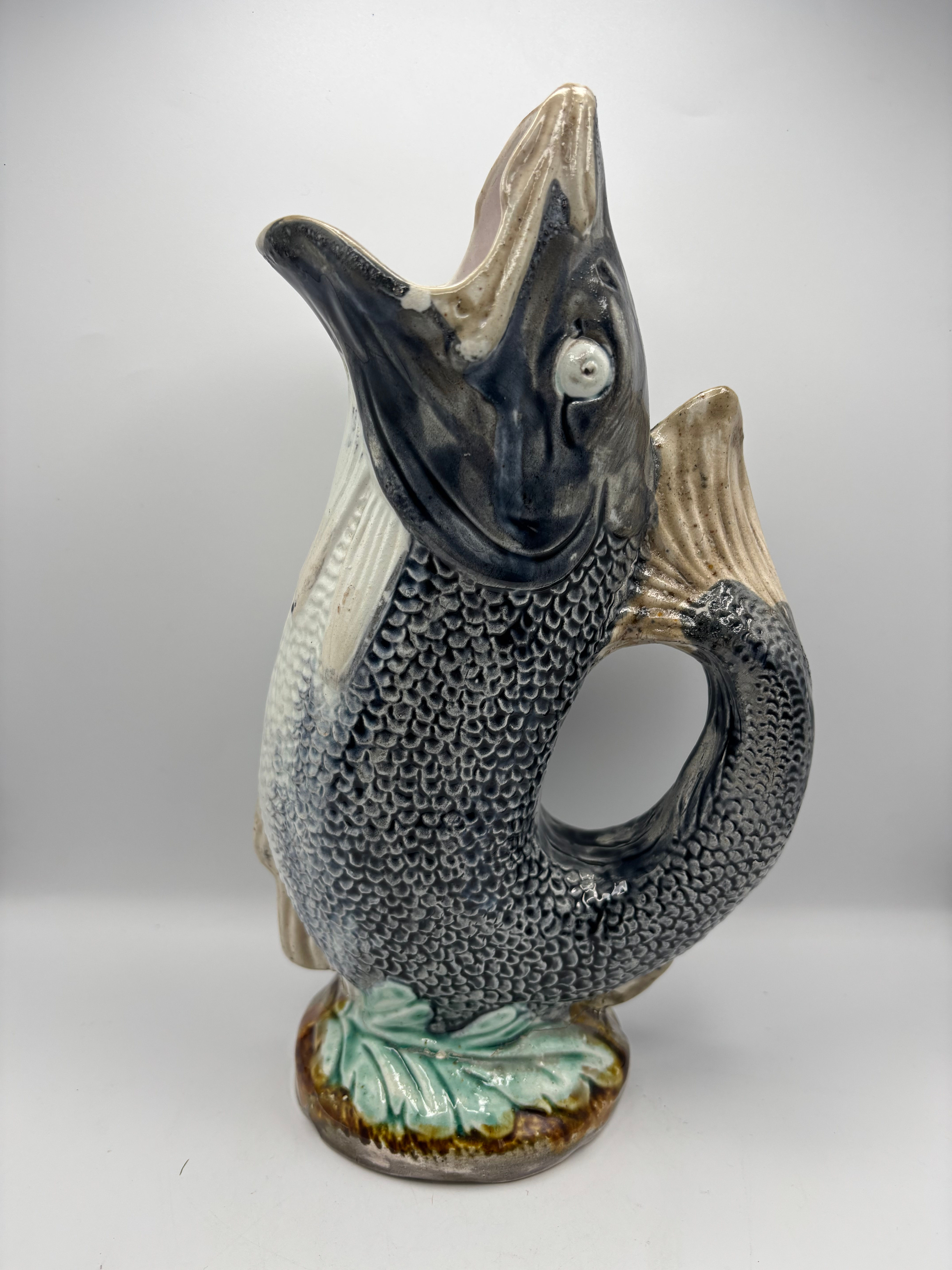 Large Victorian Majolica Gurgle Jug 
