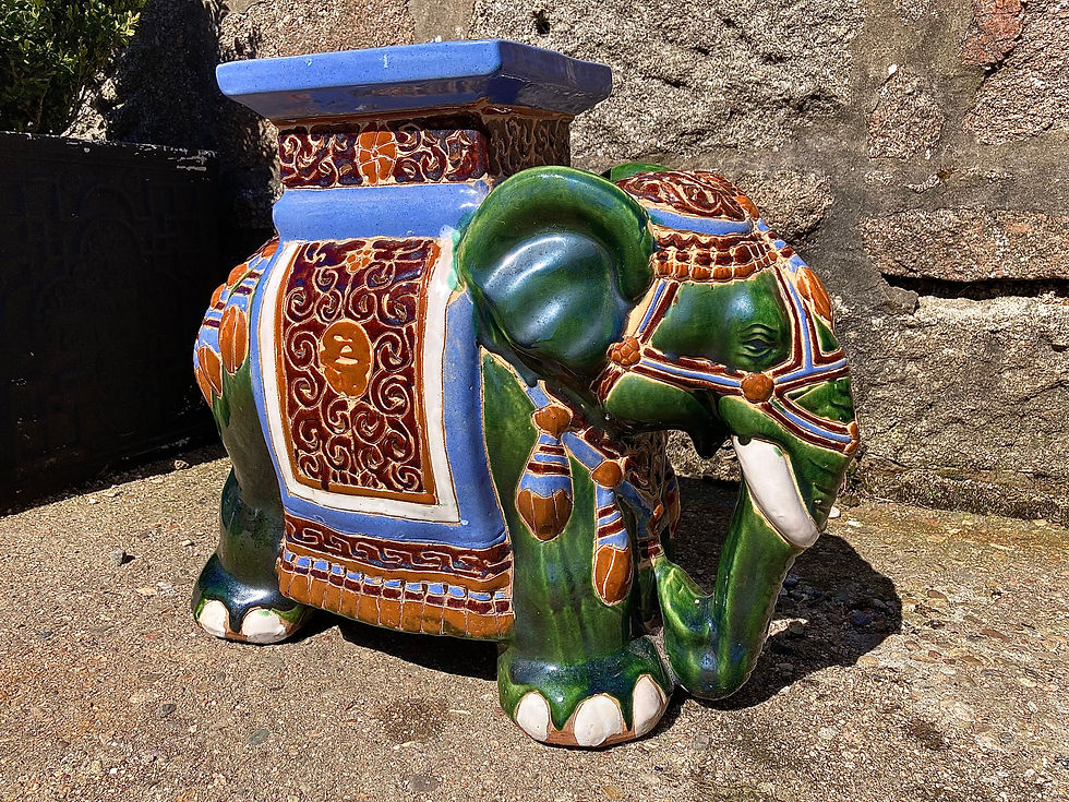 Thumbnail: Vintage Chinese Ceramic Glazed Elephant Plant Stand/Stool 