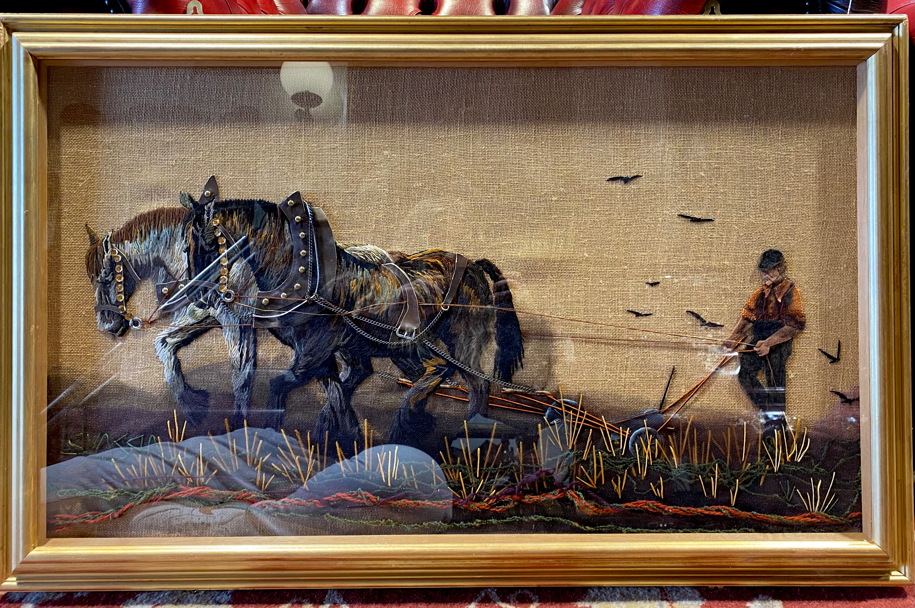Liz Duncan Fraserburgh Artist Mixed Media Glazed Art Work of Shire Horses 