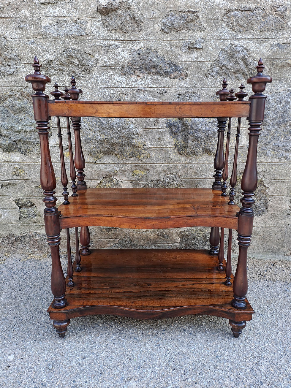 Thumbnail: Antique Edwardian 3 tier Fruitwood and Mahogany Wot Not 
