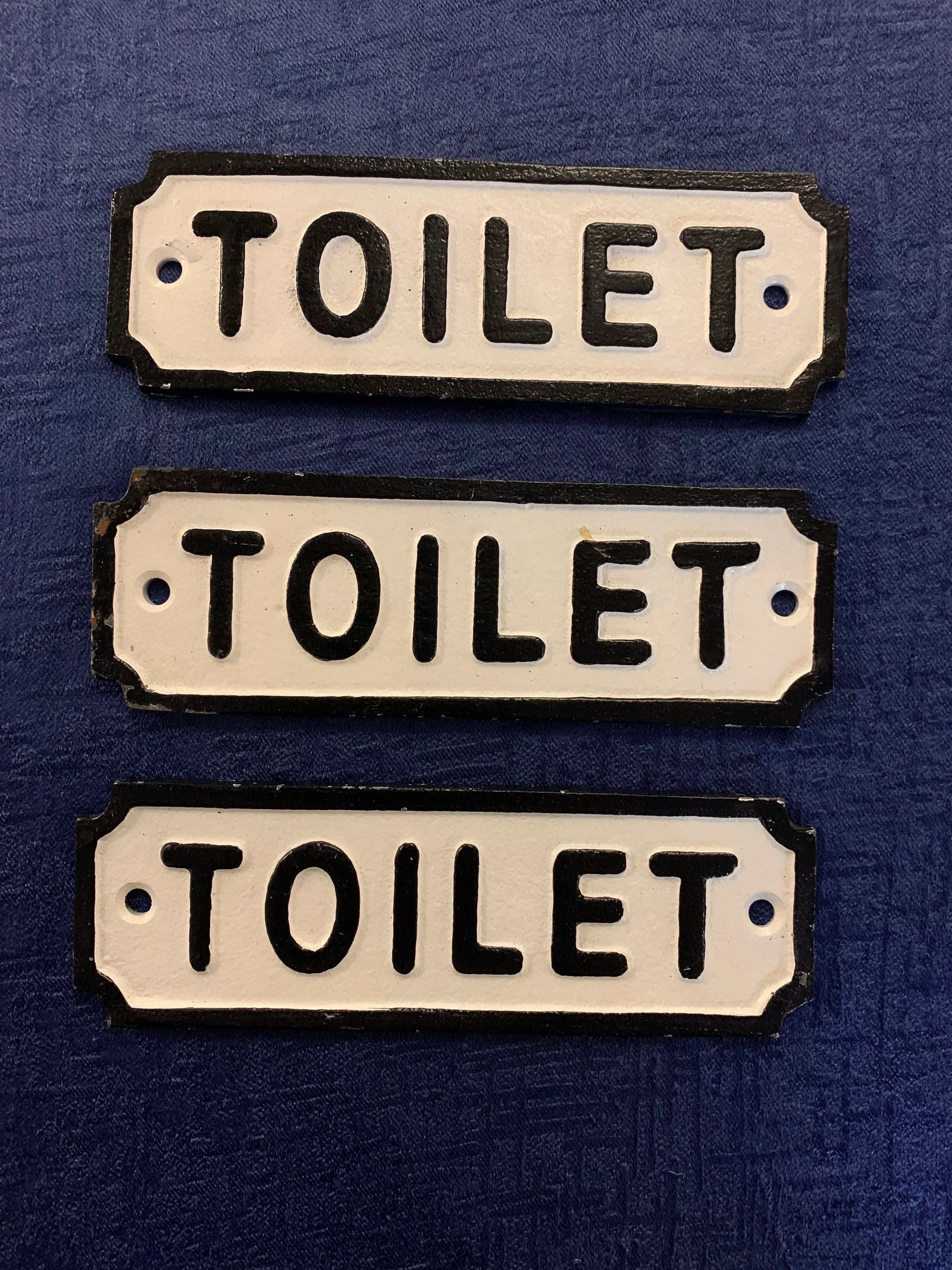 Traditional Looking Cast Iron Toilet Door Sign Black & White WC’s Antique Style