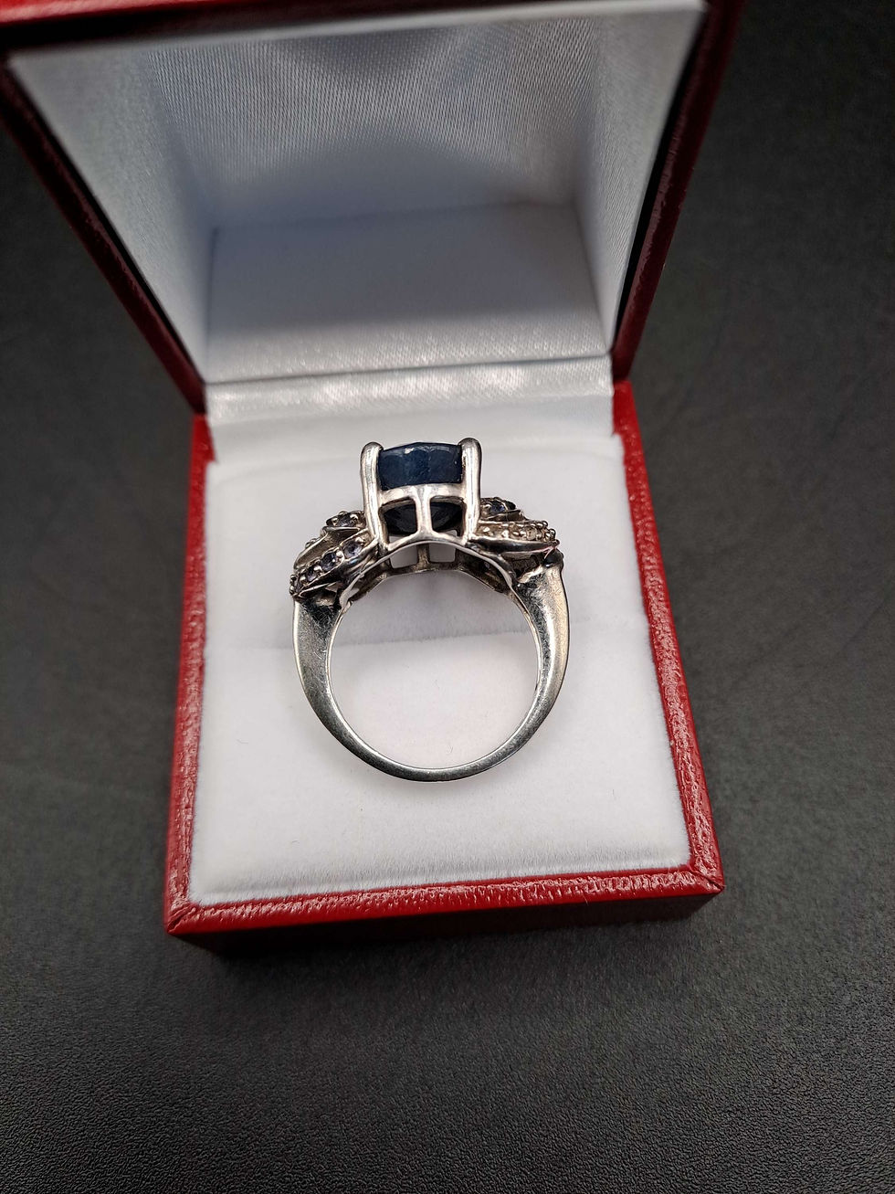 Thumbnail: 925 Silver Sodalite & CZ Ring