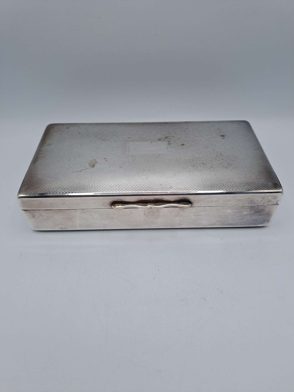 Thumbnail: Vintage Silver Plated Engine Turned Cigarette Box