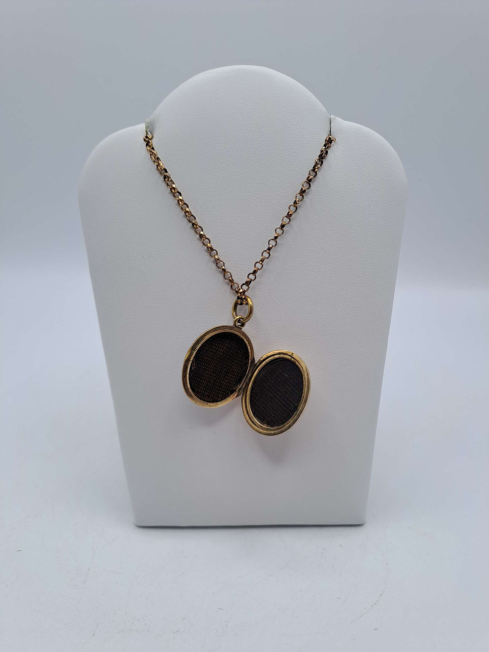 Thumbnail: 9ct Gold Victorian Enamel & Seed Pearl Locket on Gold Plated Belcher Chain