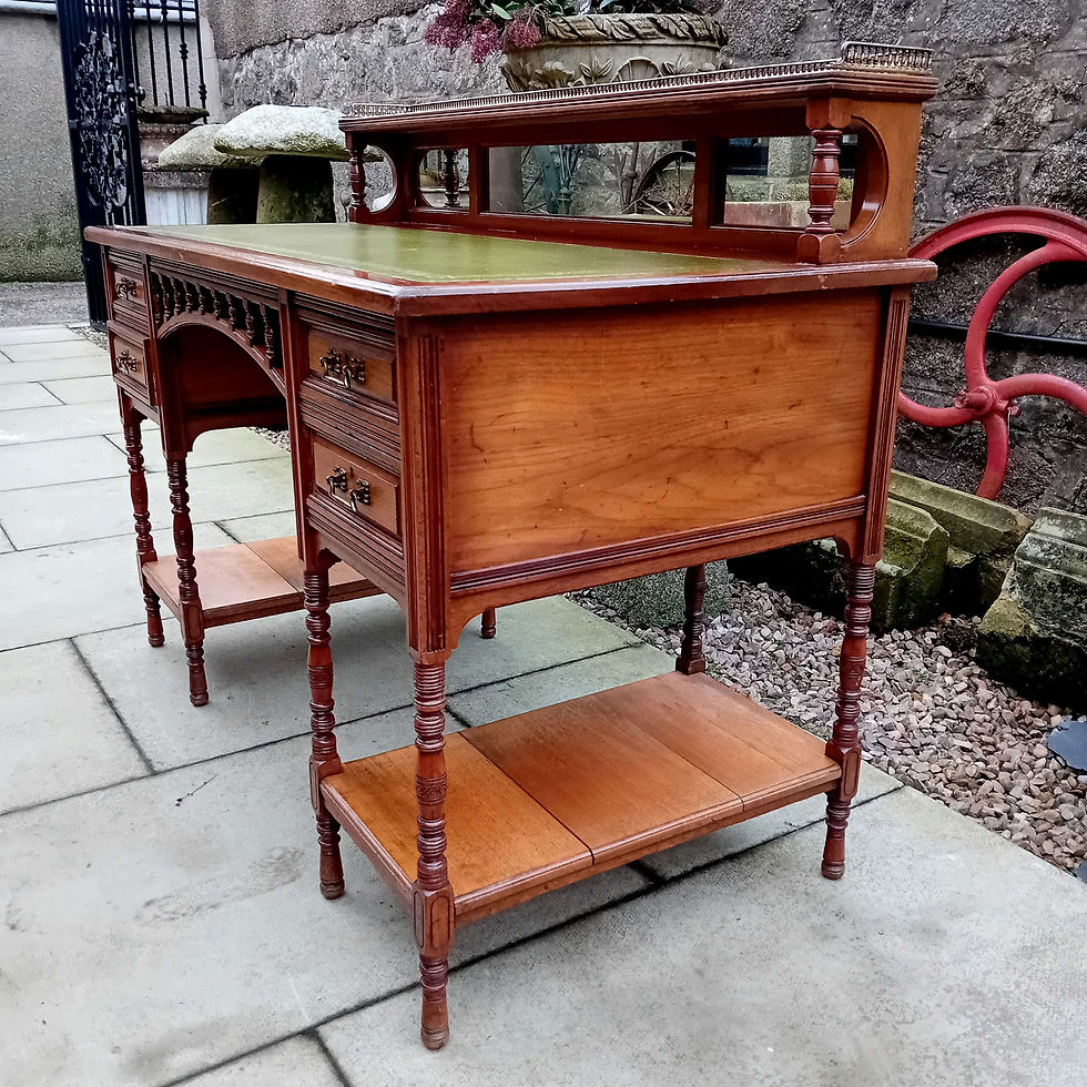 Thumbnail: ON SALE Desk Walnut Leather Topped Edwardian