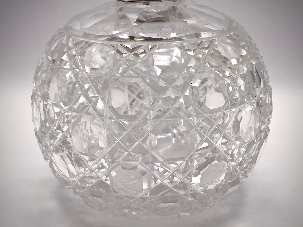 Thumbnail: Large Victorian Silver Topped Crystal Perfume Bottle