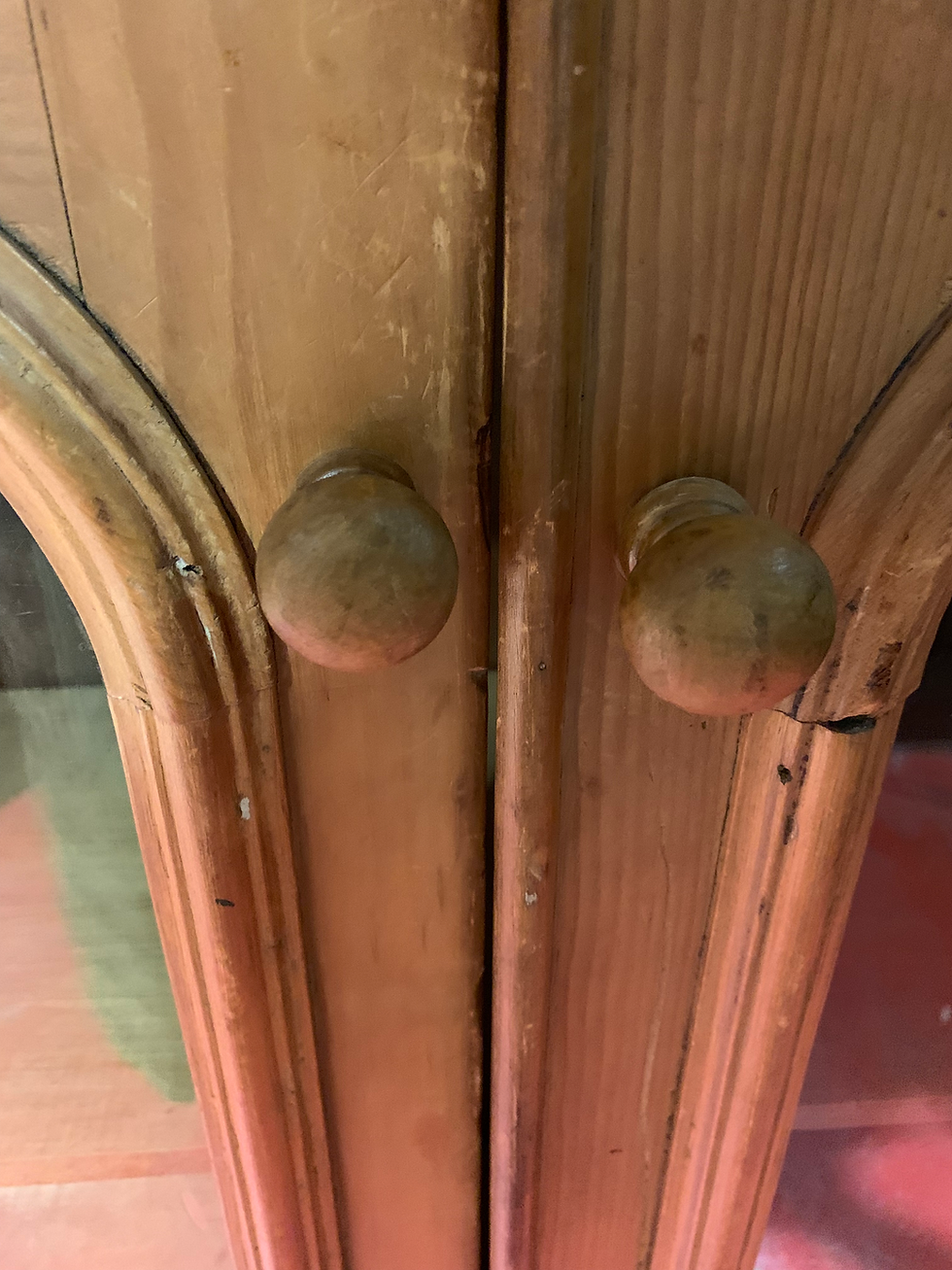 Thumbnail: Victorian Pine Two Door Display Cabinet / Book Case with 3 Shelves 