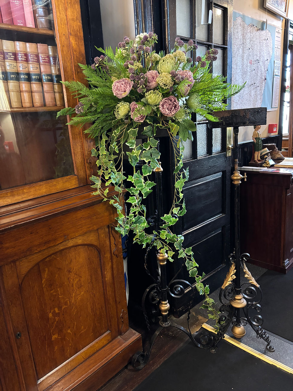 Thumbnail: Antique Wrought Iron adjustable Oil Lamp stand Converted to florists Alter displ