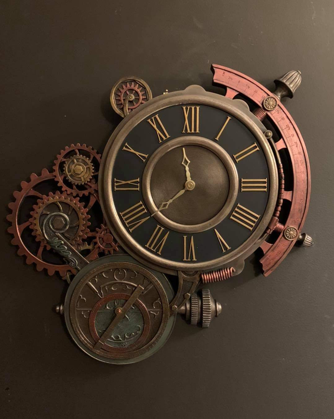 Cogwork Steampunk Wall Clock. Made From Hand Painted Resin