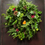 Thumbnail: Fresh Foliage door Wreath 10” Metal Frame  Artificial flowers and Robin 