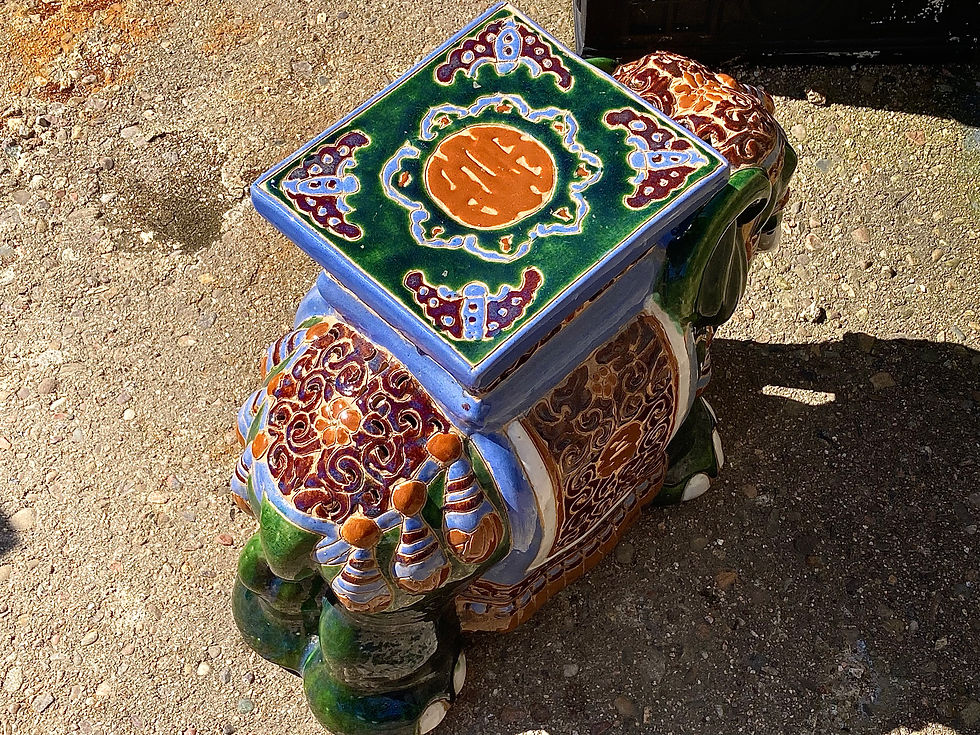 Thumbnail: Vintage Chinese Ceramic Glazed Elephant Plant Stand/Stool 