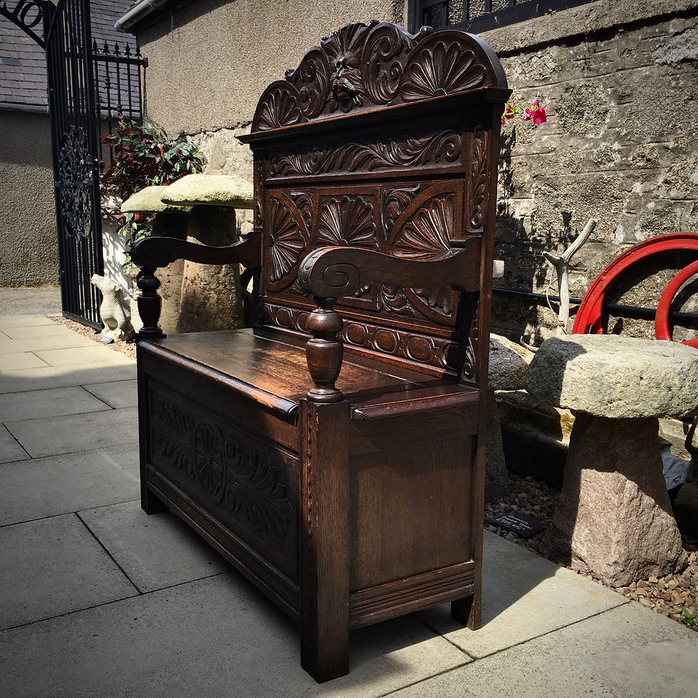 Thumbnail: Victorian Gothic Revival Oak Hall Bench