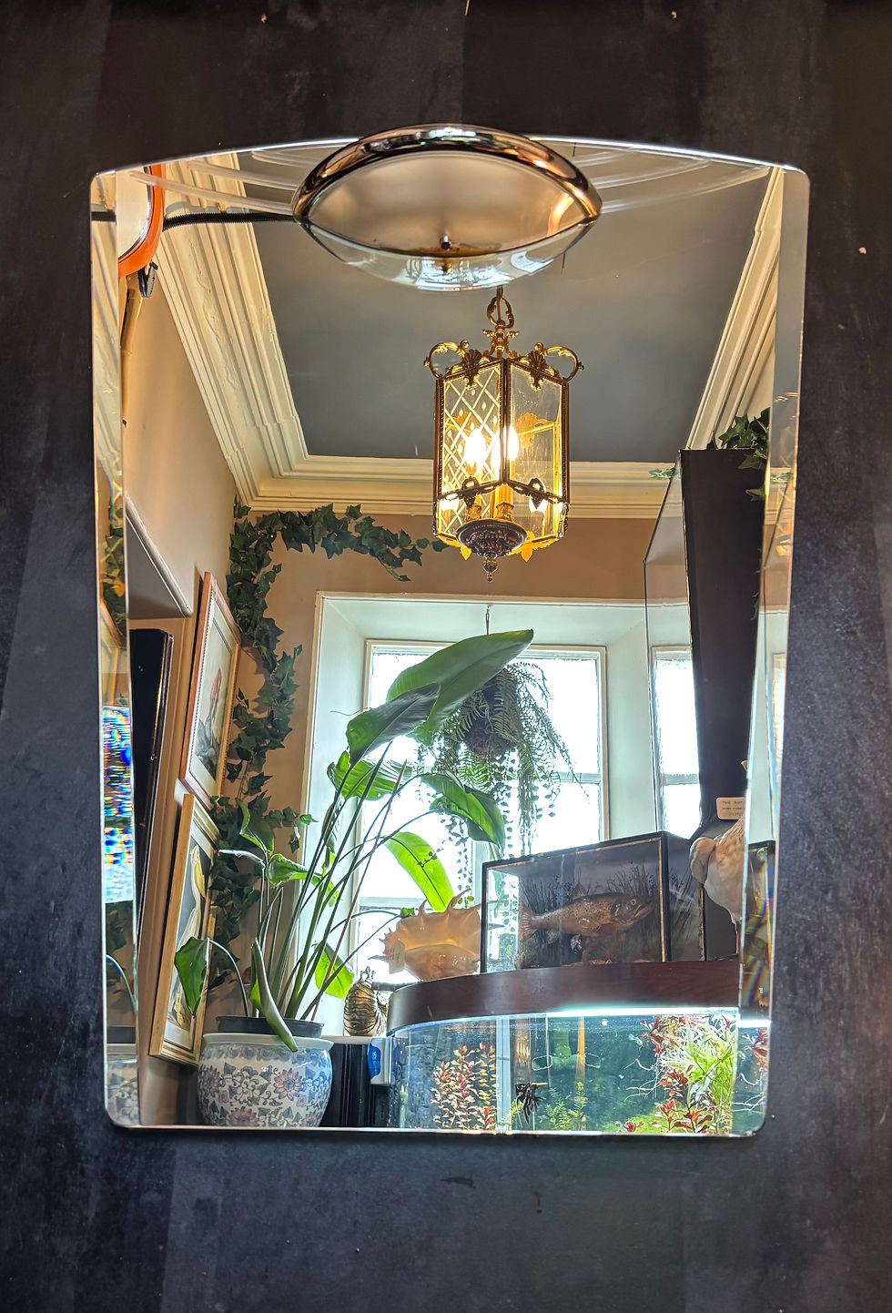 Thumbnail: Vintage 1970’s Art Deco Style Modernist Bathroom Mirror with Light. Manufactured