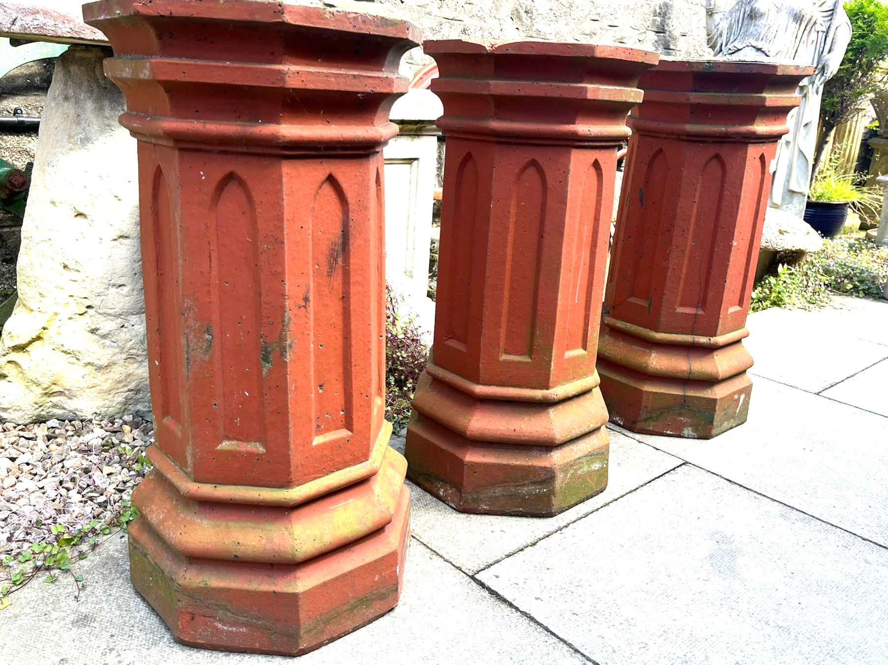 Original Antique Octagonal Terracotta Chimney Can Pot Architectural Salvage