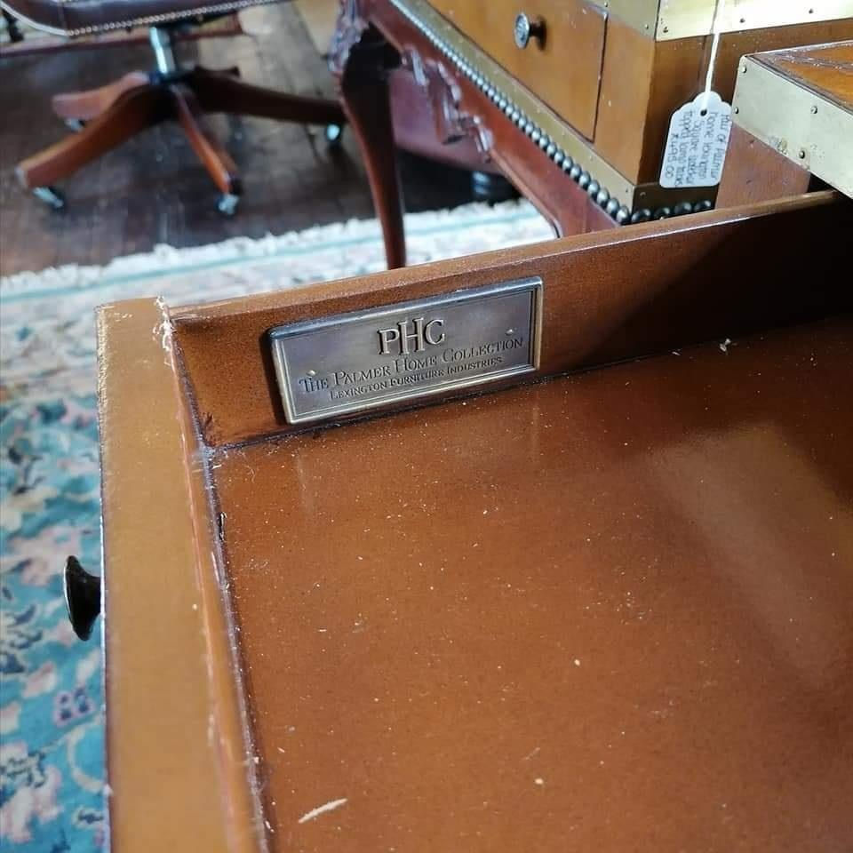 Thumbnail: ON SALE Pair of Lexington leather topped tables.