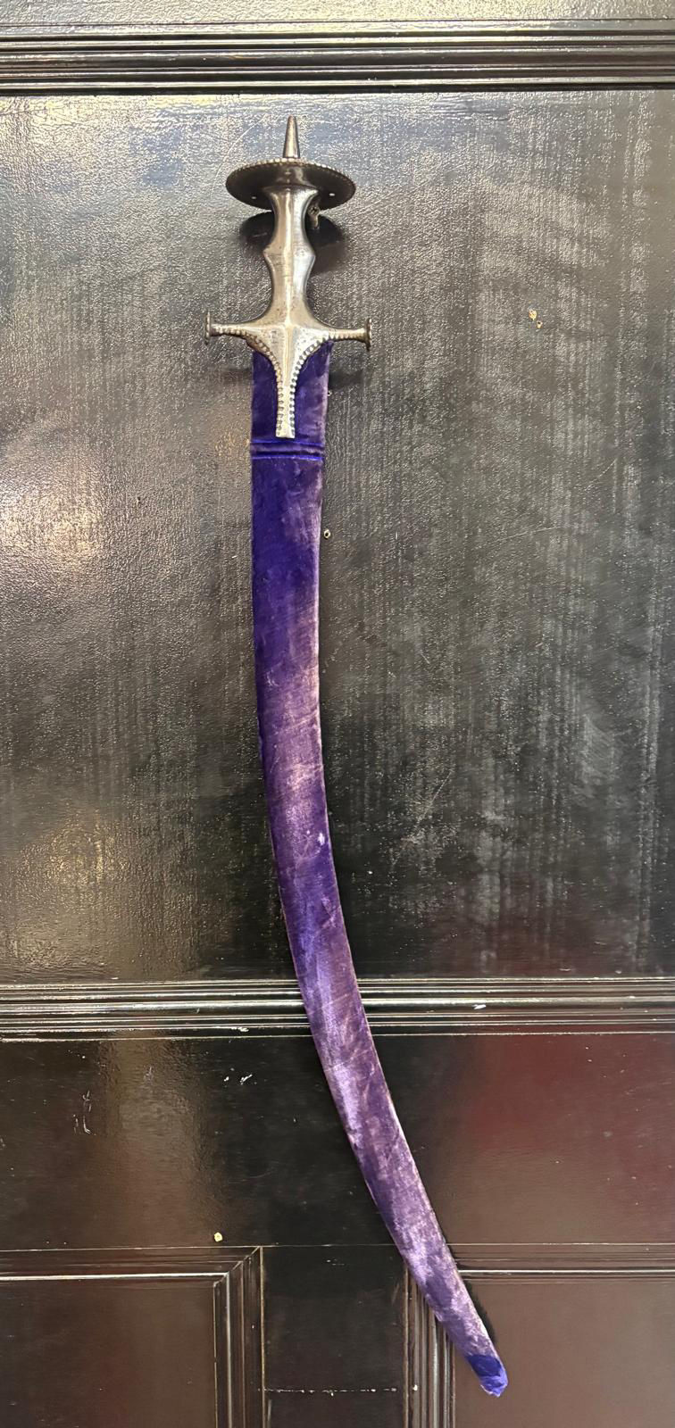 Thumbnail: 19th Century Indian Talwar Sword With Velvet Sheath 