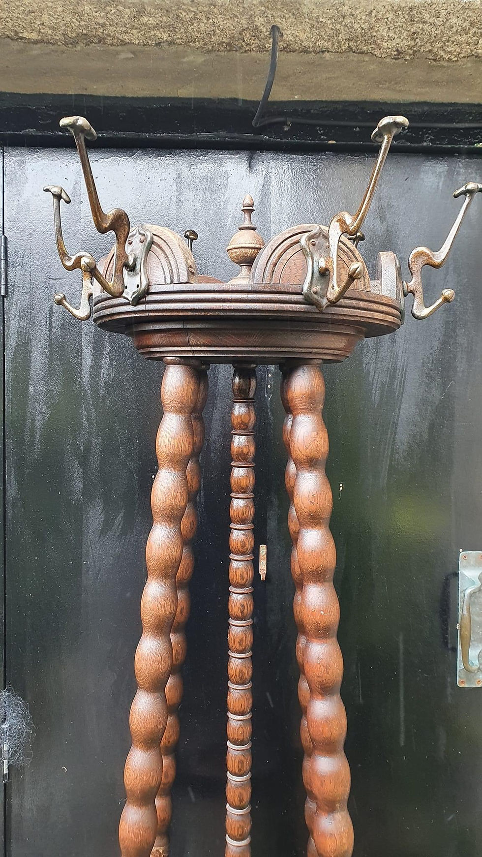 Thumbnail: Oak Arts &crafts bobbin coat/ hat/ hall stand. Beautiful detailed one-off wel