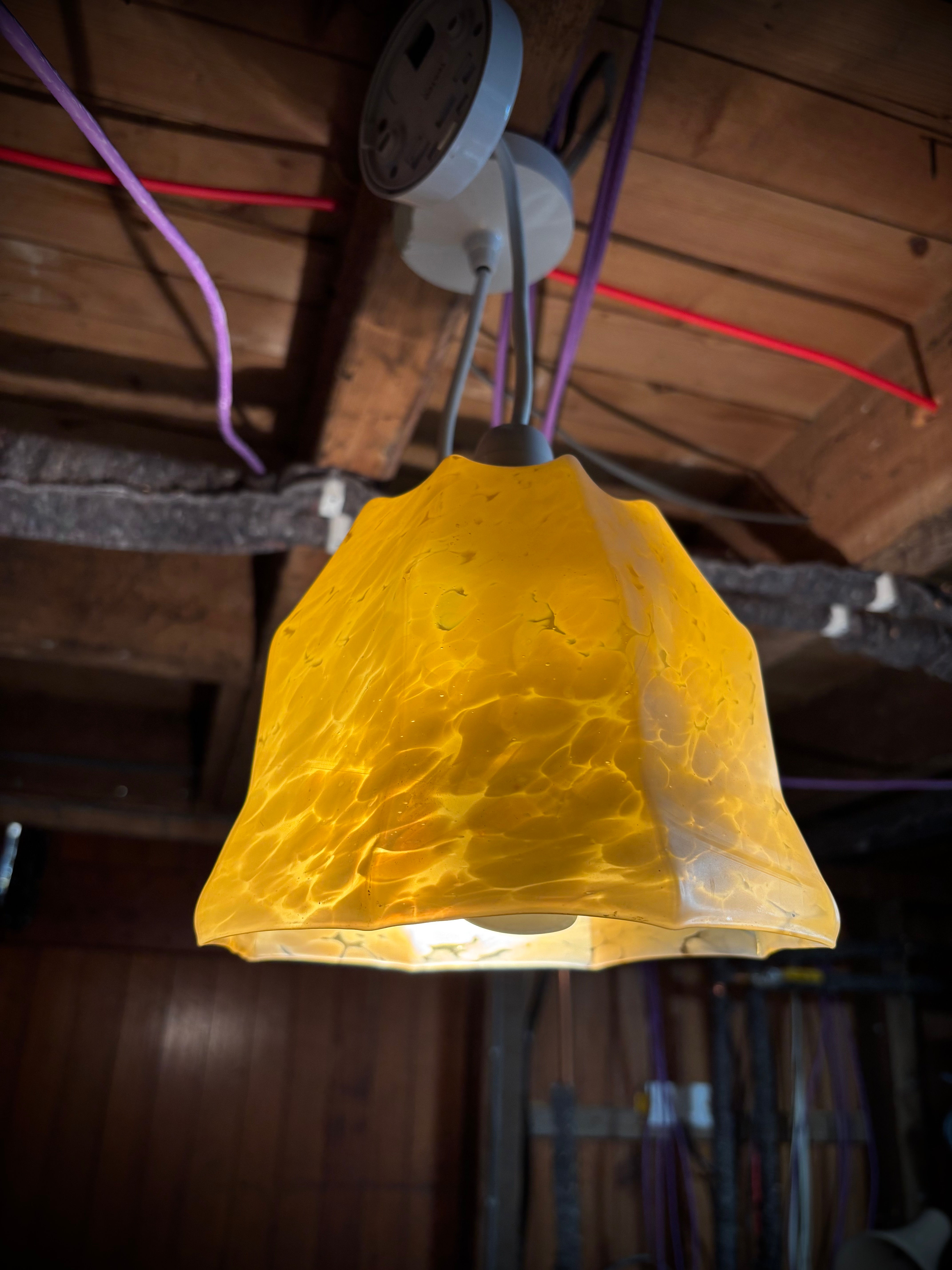 Art Deco pendant light shade made of marbled glass,