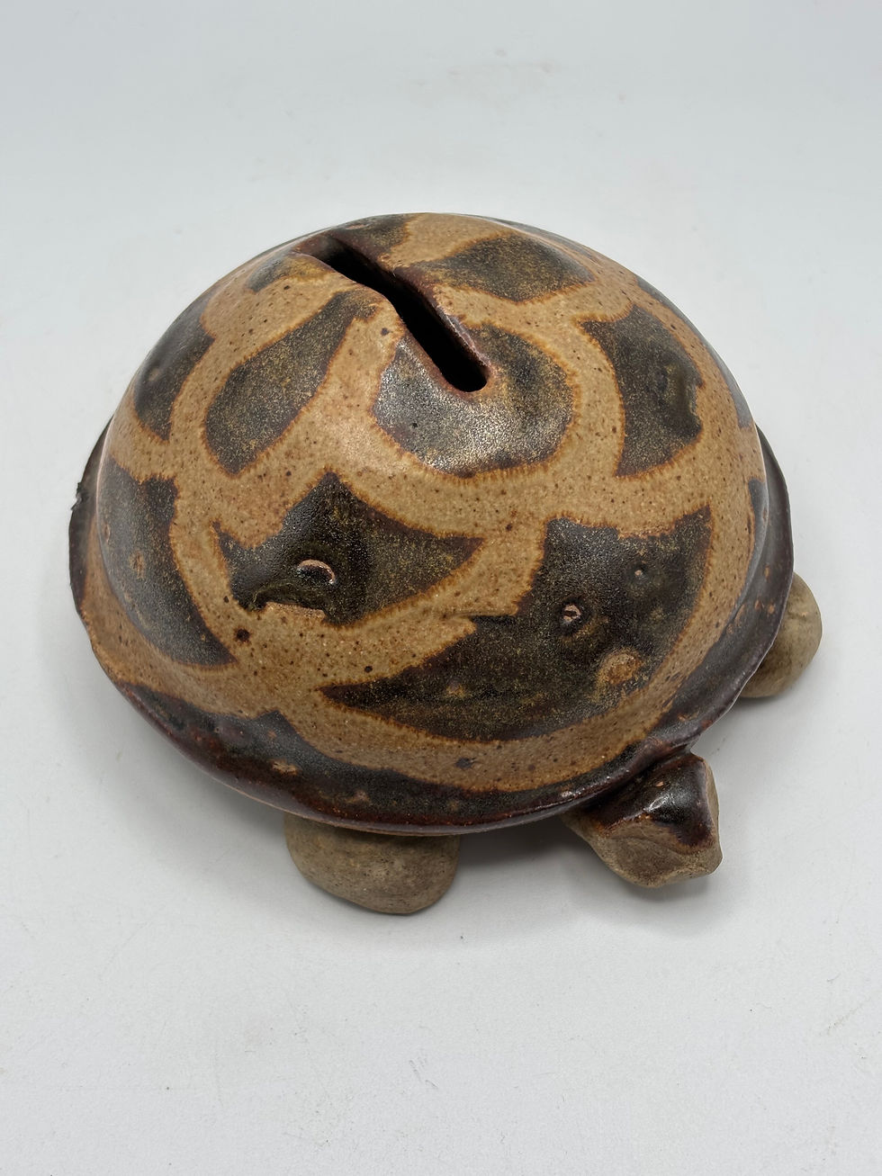 Thumbnail: Tortoise Penny Bank Figurine, Vintage Studio Art Pottery Sculpture 