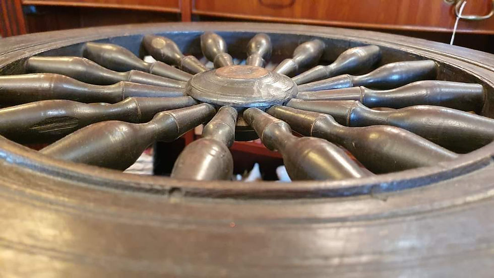 Thumbnail: Unique Oak Spinning Wheel Table