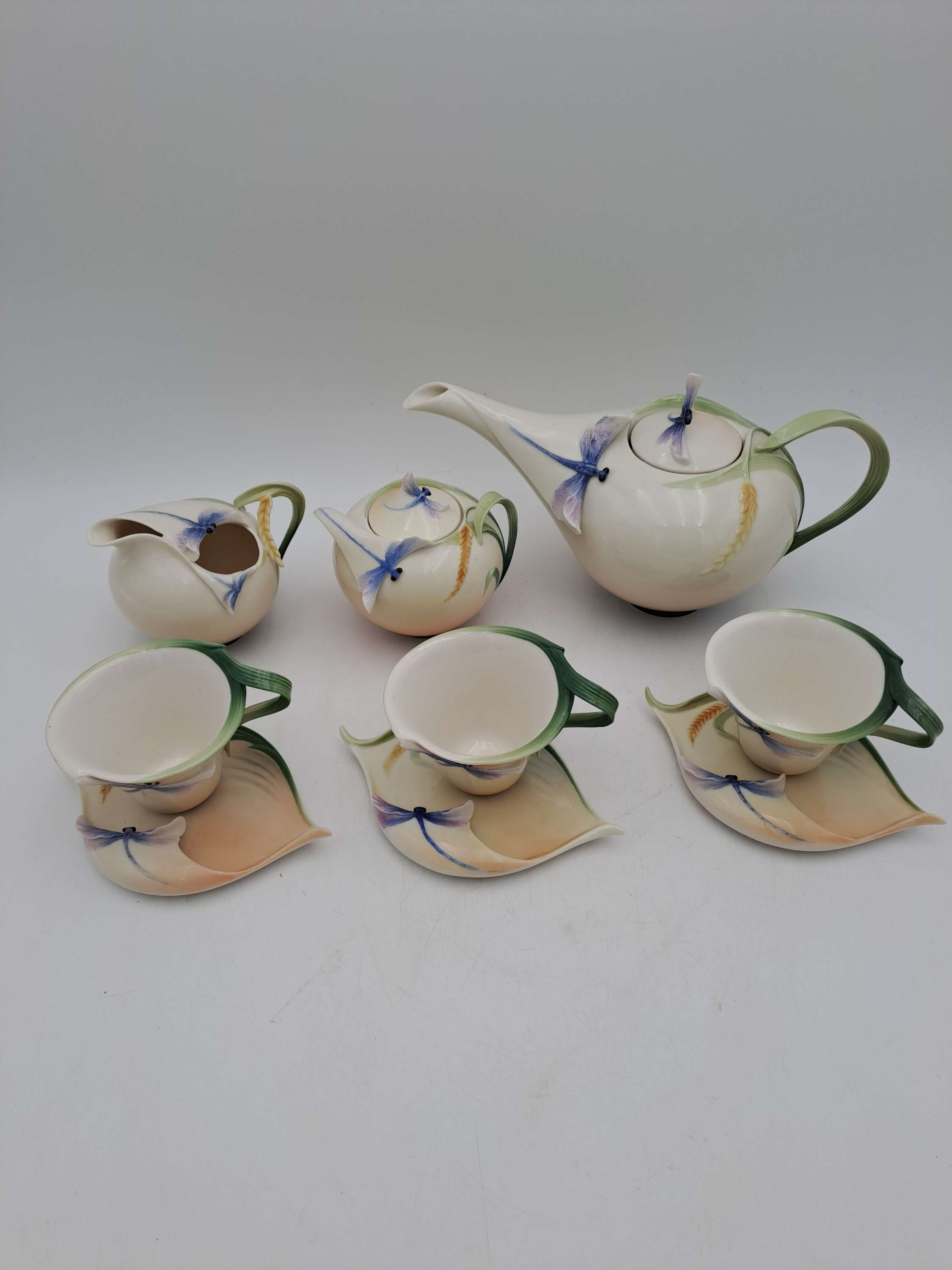 Franz 9 piece Porcelain Dragonfly Tea Set by Jen Woo