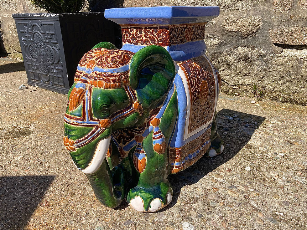 Thumbnail: Vintage Chinese Ceramic Glazed Elephant Plant Stand/Stool 