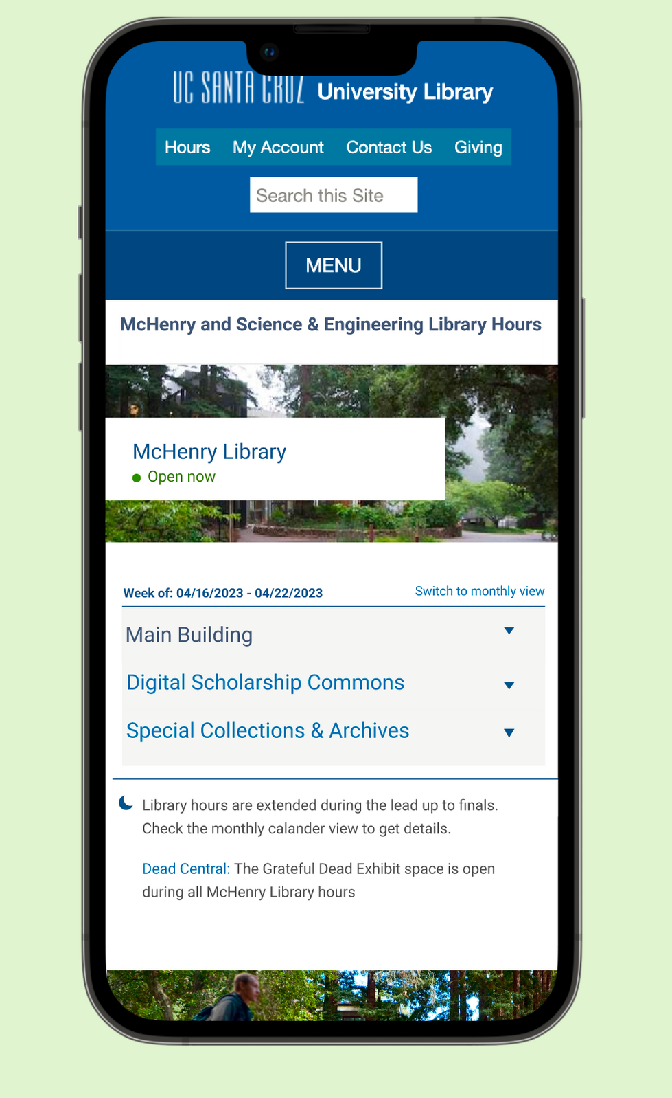 Mobile version - collapsed