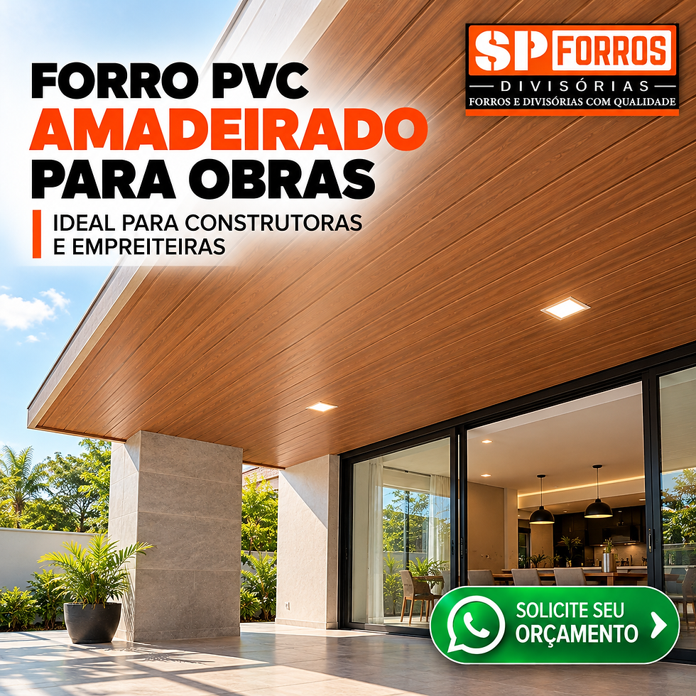 Forro PVC amadeirado instalado em ambiente moderno para instaladores profissionais em São Paulo