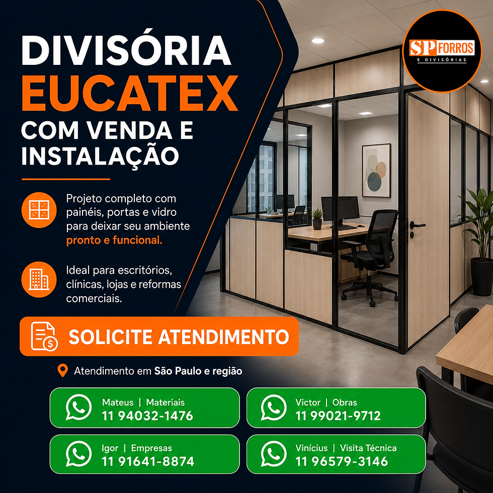 Divisória Eucatex para lojas e comércios