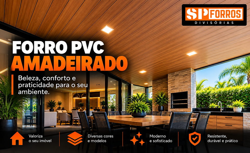 Forro PVC amadeirado aplicado em varanda gourmet coberta