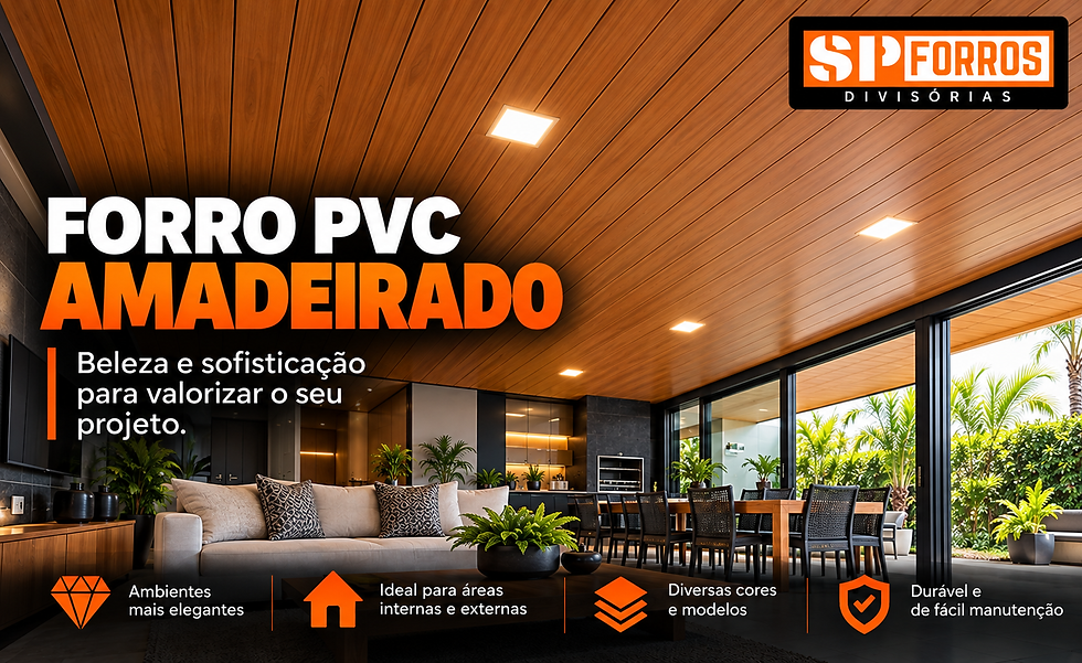 Forro PVC amadeirado em ambiente moderno e sofisticado