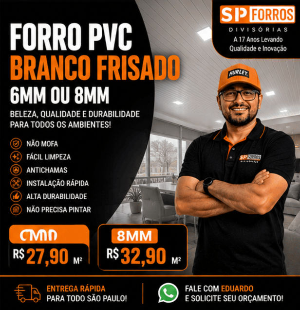 Forro PVC Branco Frisado 6mm ou 8mm: Preço por m², Diferenças e Onde Comprar em São Paulo