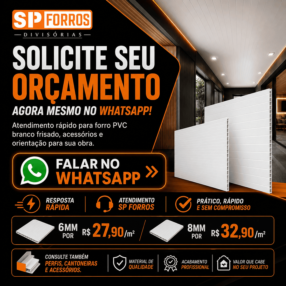 Forro PVC branco 6mm e 8mm, modelos amadeirados, forro de isopor com perfis, divisórias Eucatex, materiais completos e mão de obra especializada para sua obra corporativa.