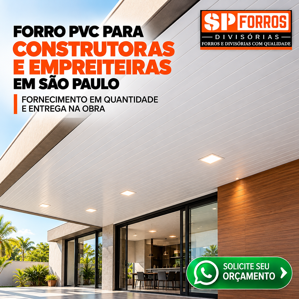 Forro PVC branco frisado instalado em ambiente moderno para instaladores e montadores em São Paulo