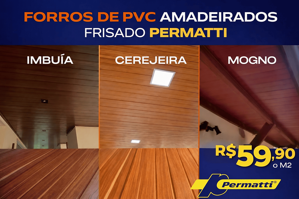 Outros modelos de forros pvc nas cores Imbuia-cerejeira e mogno