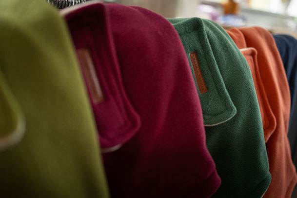 Country fleece dog coats available for wholesale to UK farm shops and boutiques