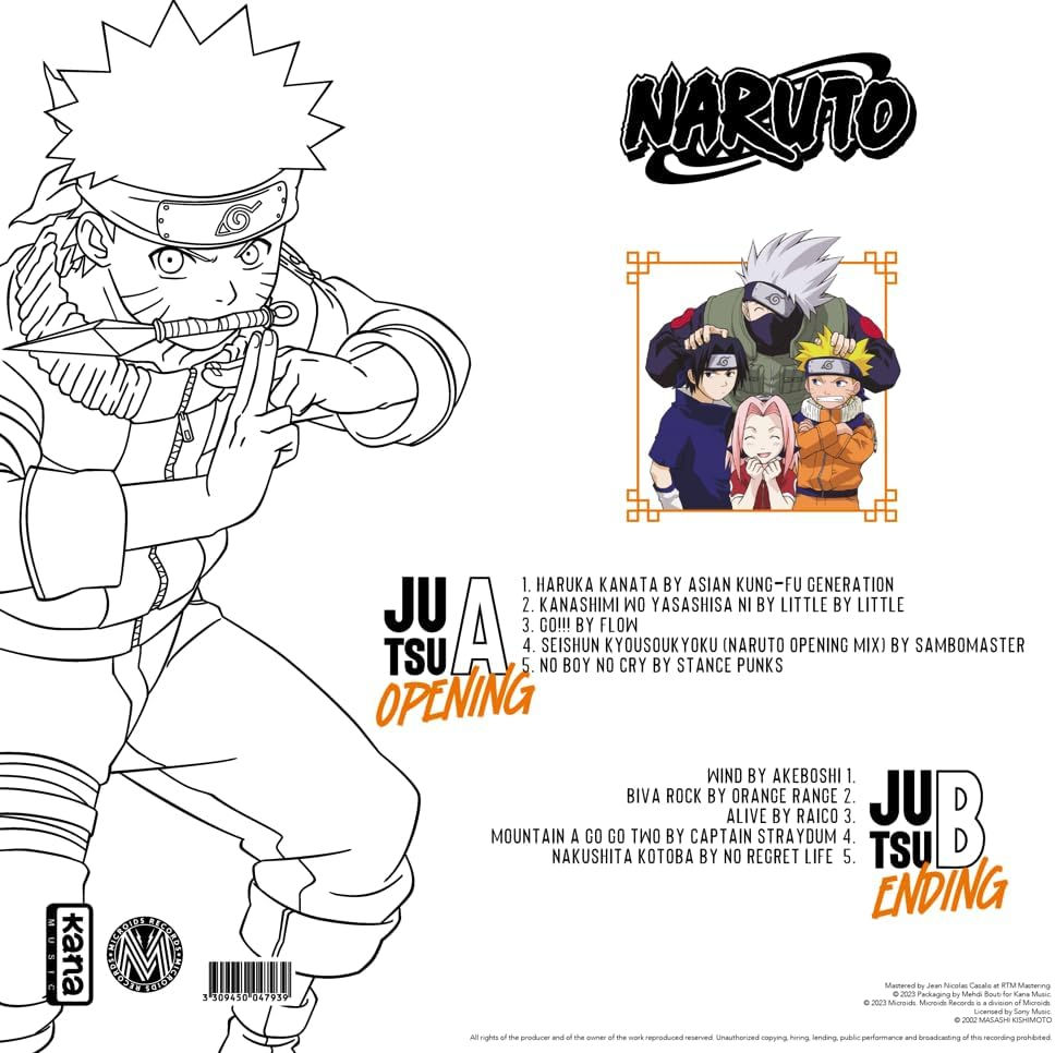 Miniatura: Naruto Best Collection LP contracapa com arte e informações da edição em vinil