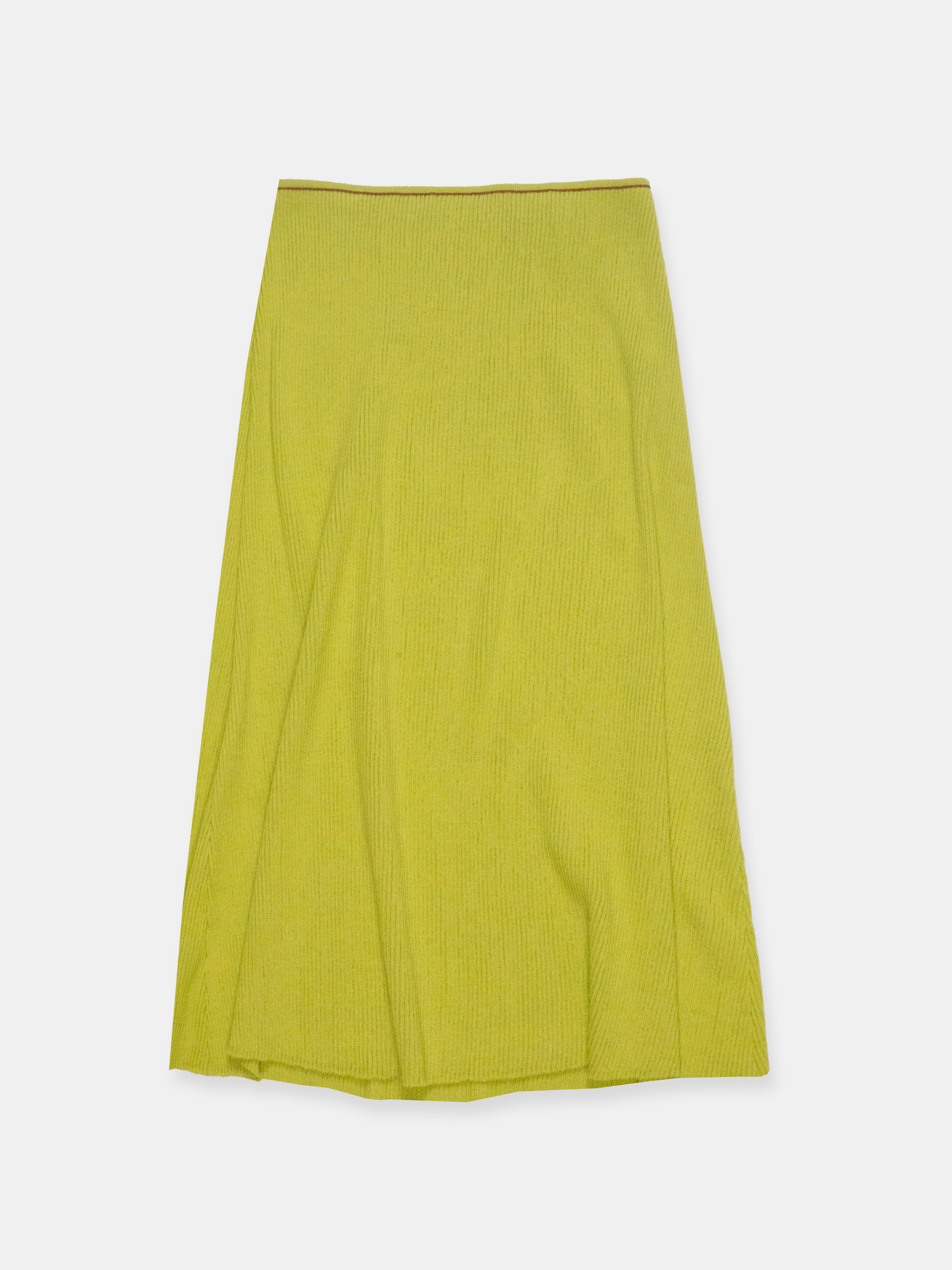 Score Knit Skirt Midi Lime