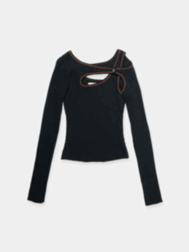 Score Knit Top Black