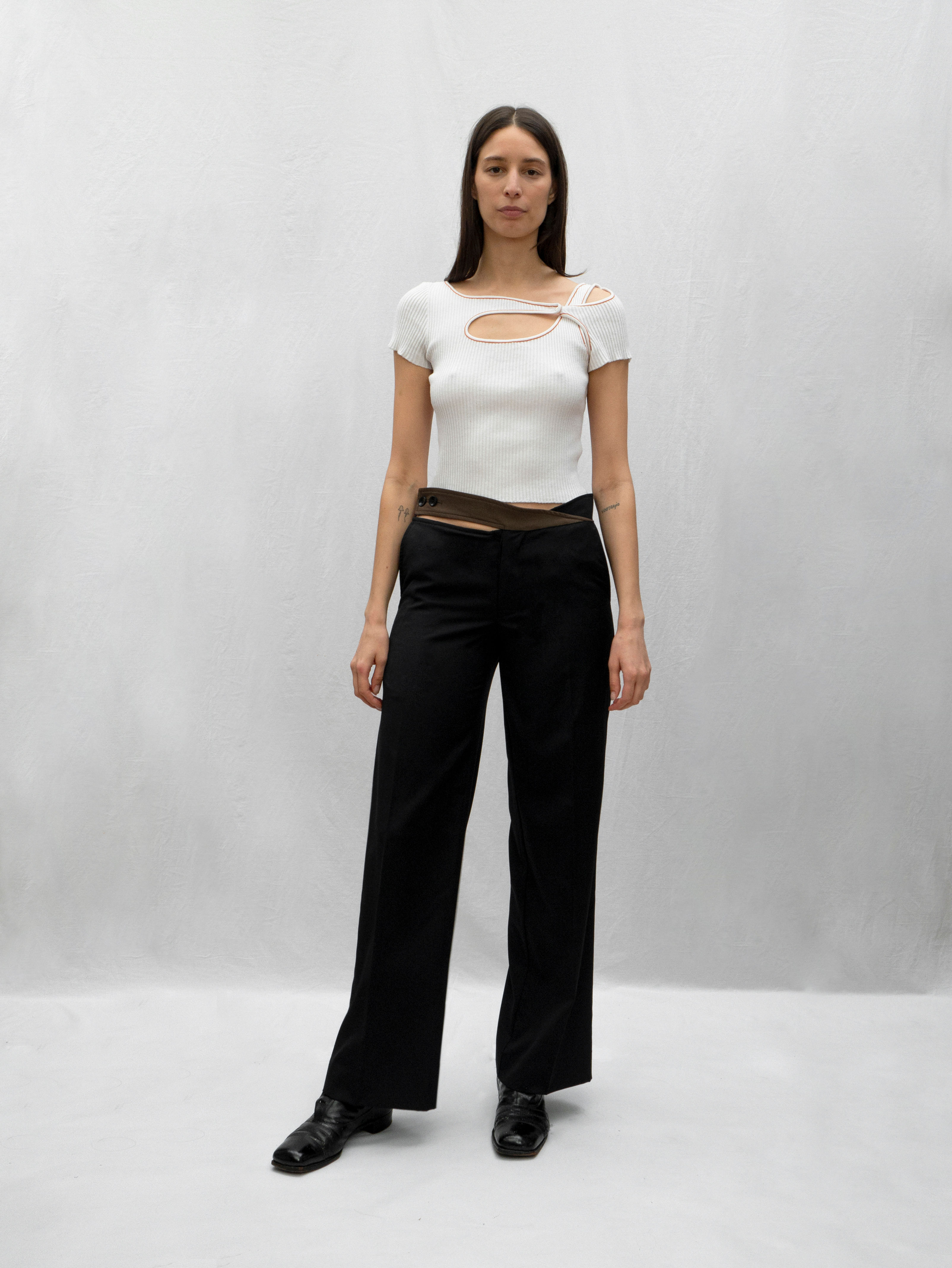 Score Knit Top Short Sleeve