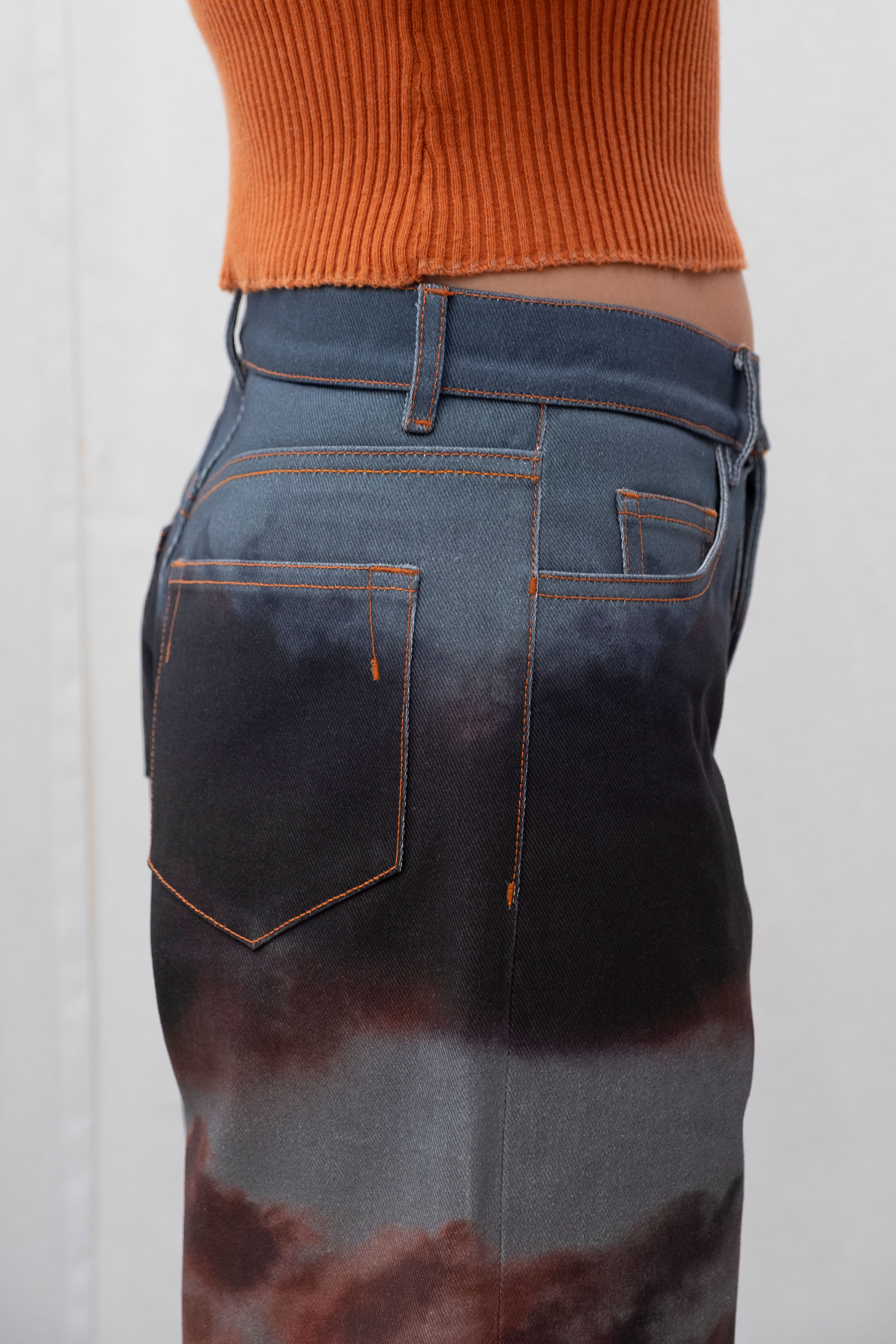 Rene Scheibenbauer multicolour sunset printed jeans