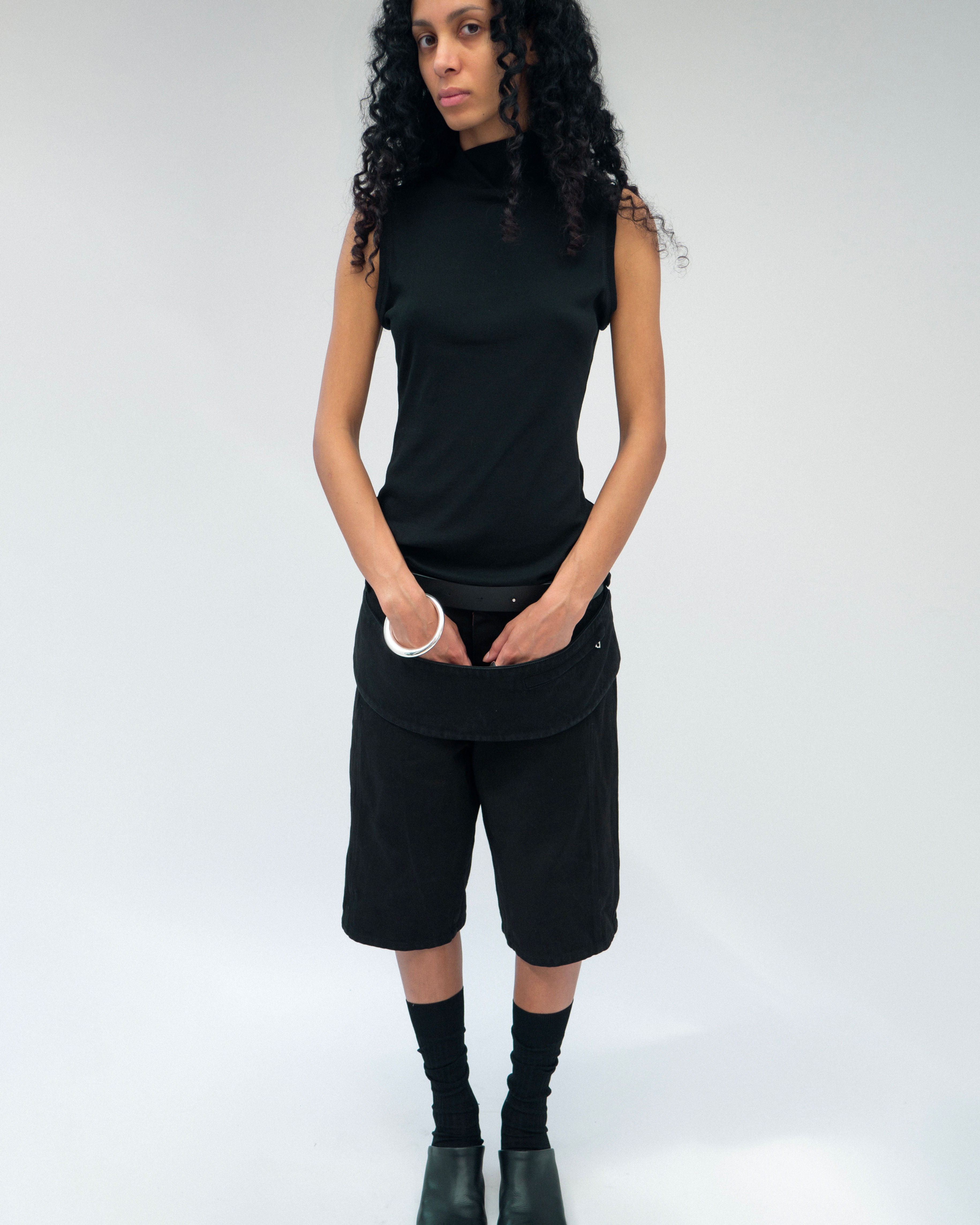 Sling Denim Shorts Black