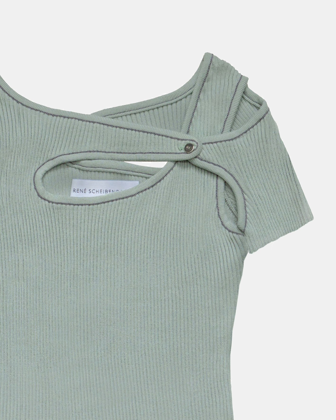 Score Knit Top Shortsleeve Clay Green