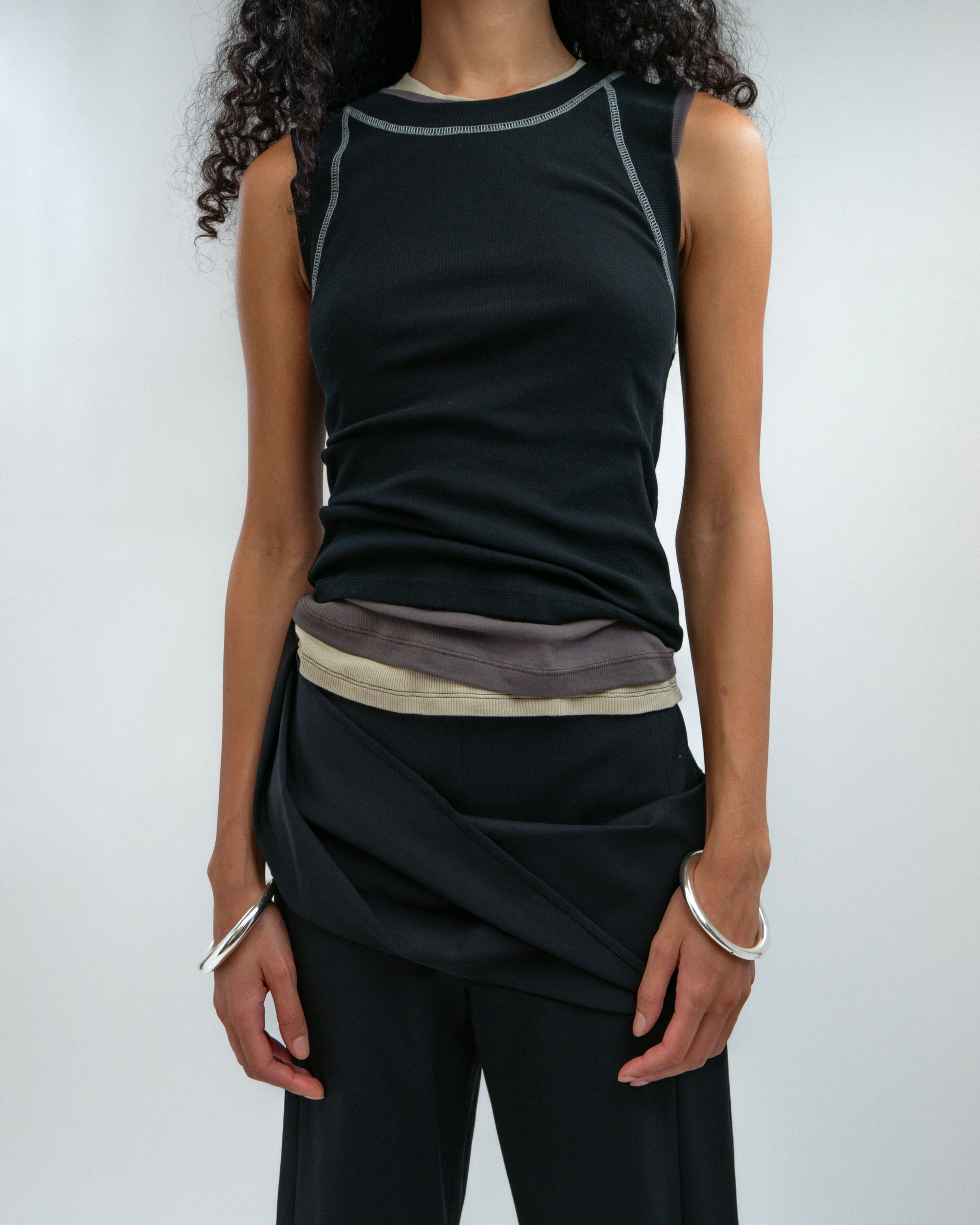 Signature Tank Top Semi-Sheer Black